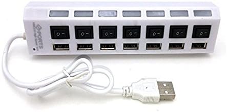 FranLyon 7 Port High Speed USB2.0 Hub with Individual Power Switches-white
