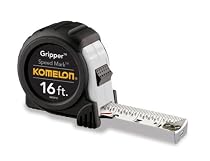 Komelon SM5416 Speed Mark Gripper Acrylic Coated Steel Blade Tape Measure 16-feet by 1-Inch, White Blade
