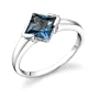 2.00 Carats Princess Cut Genuine London Blue Topaz Sterling Silver Ring