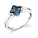 2.00 Carats Princess Cut Genuine London Blue Topaz Sterling Silver Ring