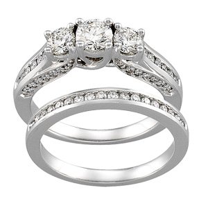 14K White Gold Diamond Wedding Set - 1.30 Ct.