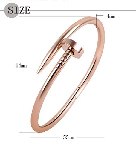 GSG Stainless Steel Nail Bangle Bracelet by Silver Tone Jewelry - Rose Gold plating surface