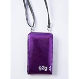 MIAMICA PURPLE METALLIC "g2g" TRAVEL CROSS BODY BAG NECK ID CASE PDA CELL PHONE BLACKBERRY IPHONE HOLDER WALLET PURSE