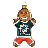 NFL Miami Dolphins Blown Glass Gingerbread Man Ornament