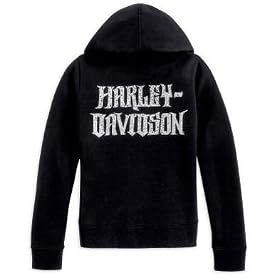 Harley-Davidson® Women's Activewear Jacket with Bling-LIMITED EDITION. Hooded. Rhinestone graphics. Black 96435-10VW; Magenta Haze 96436-10VW