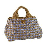 PRADA ： プラダ 2012年春夏新作 RAFFIA　CROCHETかごバッグ　NATURALE＋CIELO  並行輸入 PRADA バッグ 新作