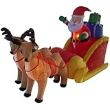 6 Foot Long Christmas Inflatable Santa on Sleigh with Reindeer Yard Decoration
