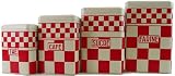 Coffee Sugar Flour and Tea red white check traditional metal canister set or storage box set traditional French style