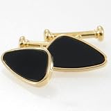 Review Onyx-Art  / Onyx / Gold Plated Dress Cuffs on Chain - Triangular