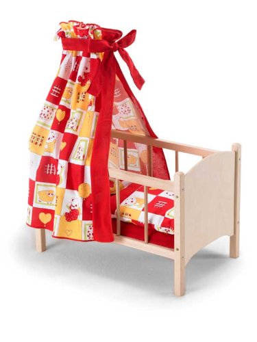 Bayer Sieglinde Chic 2000 53903 - Puppenbett Holz natur, Stoff rot Preisvergleich