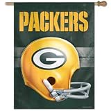 Green Bay Packers Throwback 2 Bar Helmet Vertical Flag