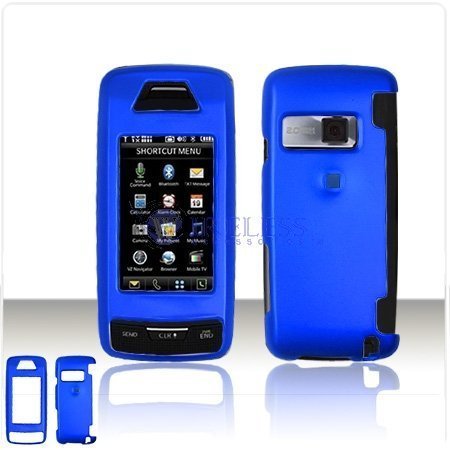 Solid Blue RUBBER FEEL SOFT GRIP Case Cover for Brand LG Voyager VX10000 VX-10000 Protective Cell Phone Hard SNAP-ON