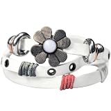 Sunflower White PU Leather Vintage Style Exotic Wrapped Fashion Snap Bracelet