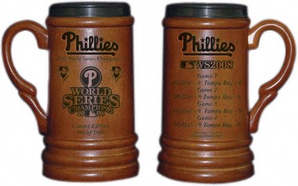 Buy Philadelphia Phillies 2008 World Series Champions Laser Engraved Wood Stein by FansEdge
