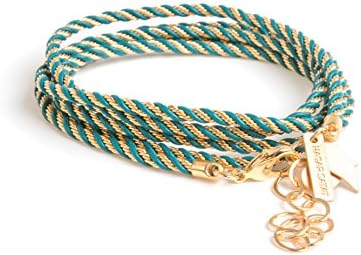 Turqouise Leather and Gold Chain Braided with Heart Charm Rope Wrap Bracelet