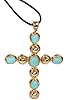 Turquoise or Mulit-stone Cross Necklace on Leather Cord