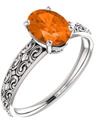 Platinum 8.00x6.00mm Oval Cut Madeira Citrine Ring -- LIFETIME WARRANTY