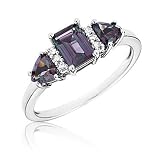 Created Alexandrite and Diamond Ring