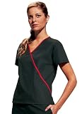 Cherokee Workwear Mini Mock Wrap Scrub Top with Contrast Binding Assorted Colors (XS-5X)