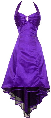 Satin Halter Dress Tulle Mini Train Prom Bridesmaid Holiday Formal Gown – XL