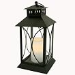 Dark Antique Bronze Metal Indoor/Outdoor Lantern with Flameless Pillar Candle