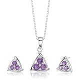 1.25 cts Round Cut Amethyst Pendant Earrings in Sterling Silver Free 18 inch Necklace
