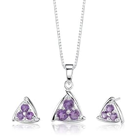 Buy 1.25 cts Round Cut Amethyst Pendant Earrings in Sterling Silver Free 18 inch Necklace by Peora