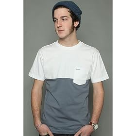 RVCA The Pocket Crew Block Tee in Country Blue,T-shirts for Men