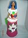 Mexican Lady Holding A Bowl Of Fruit Pottery Statue New