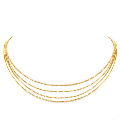 14K Yellow Gold Multistrand Beaded Necklace 17"