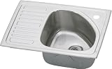 Elkay Gourmet Collection BILGR2115R0 21 Top Mount Single Bowl Stainless Steel Bar Sink with 18-Gauge, Ribbed Area and Self-Rim: No Holes, Bowl Right of Ribbed Area