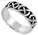 Sterling Silver Celtic Knot Ring Band (Available in Sizes 5 to 10), 1/4" Thick size 5.5