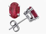 1.10 cts Genuine Oval Ruby Earring Studs - 14kt White or Yellow Gold FREE GIFT BAG!