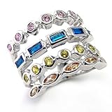 4 Rows of Multicolor CZ Ring