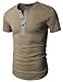 Doublju Mens Fashion Henley Short Sleeve Slim Fit Shirts
