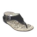 Womens Fly London Melt Black Leather Flat Sandals SIZE 3-8