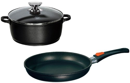 Berndes 298012 Aluguss Kochtopf-Set (Glasdeckel 24 cm Energieeffizienzklasse A, Bratpfanne 24 cm) 2-tlg.