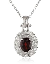 Sterling Silver Created White Sapphire Oval Pendant Necklace, 18"
