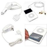 Apple Ipod Accessory Bundle Kit - Car Charger with Ic Chip + Rapid Home Travel Ac Charger + RCA Video Av (Audio/video) Cable