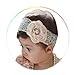 DZT1968 Baby Girl Wide Lace Turban Headband Head Wrap Hair Band With Pearl Flower (Beige)