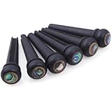 BQLZR Acoustic Guitar Ebony Bridge Pins With Abalone Dot And Brass Circle Skirt Pack of 6