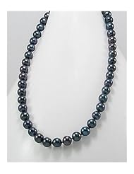 Tahiti (Dyed) Fresh Water Pearls Necklace In 92.5 Sterling Silver