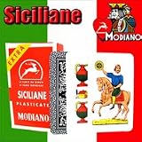 Siciliane N96 Modiano Regional Italian Playing Cards. Authentic Italian Deck. Includes Free Scopa and Briscola Instructions in English.