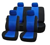 FH-FB060114 Trendy Elegance Car Seat Covers, Airbag compatible and Split Bench, Blue / Black color