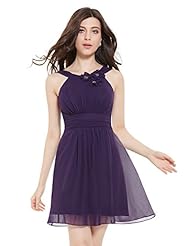 A-line Short Chiffon Natural   Waistline Jeweled Shirred Lace Bridesmaid Dress 