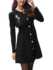 Cotton/Polyester Puff Sleeves Sleeveless Round Neck  Dress