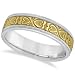 Mens Carved Wedding Band Heart Shape Design 18k Two-Tone Gold (5.5mm)
