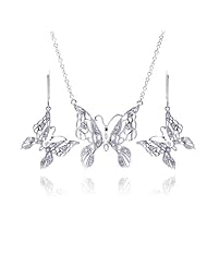 Nickel Free Sterling Silver Pendant & Earring Sets Butterfly CZ Set