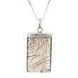 Natural Rutilated Quartz Rounded Rectangle Pendant with Sterling Silver Bezel and 18 in. Box Chain - Beautiful and Unique Specimen (Approx 25mm x 14mm x 6mm)