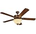 Monte Carlo 5OR52BRD Ornate Elite, 52-Inch 5-Blade Ceiling Fan with Light Kit, British Bronze Motor Finish and American Walnut Blades